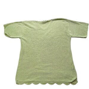 Victoria Jones Light Green Silk Knit Sweater XL With Floral & Diamond Patterns M